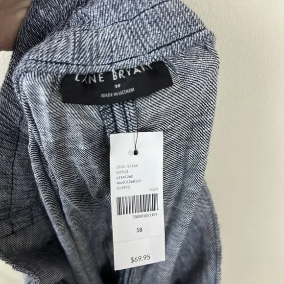 NWT Lane Bryant Blue Mid Rise Wide Leg Cropped Pull On Linen Pants - Picture 4 of 6